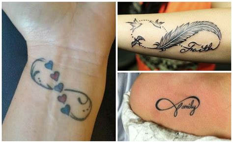 Tatuajes de infinito con nombres, plumas, iniciales y ...