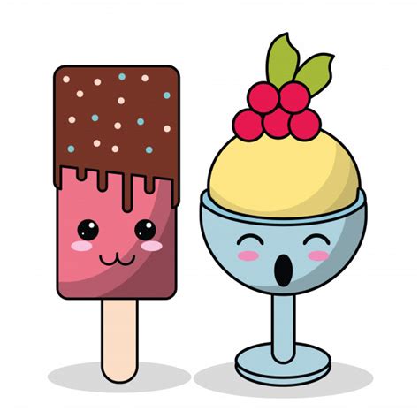 Taza de helado kawaii con imagen pop de hielo | Descargar ...