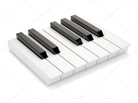 Teclas del piano blanco y negro. Una octava. 3D — Foto de ...