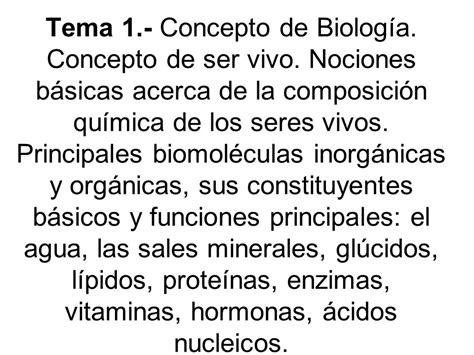 Tema 1.   Concepto de Biología. Concepto de ser vivo   ppt ...