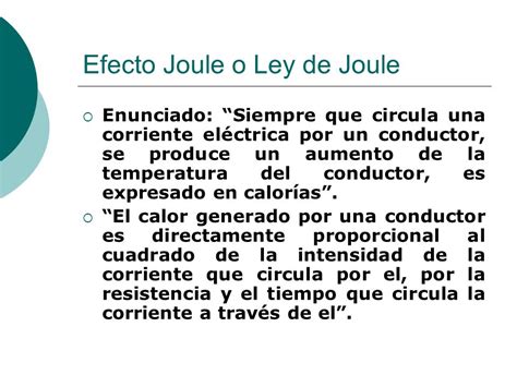 TEMA 3.7 POTENCIA ELECTRICA Y LEY DE JOULE.   ppt descargar