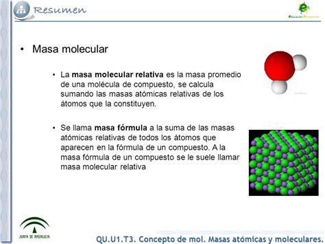 Tema 3: Concepto de mol. Masas atómicas y moleculares ...