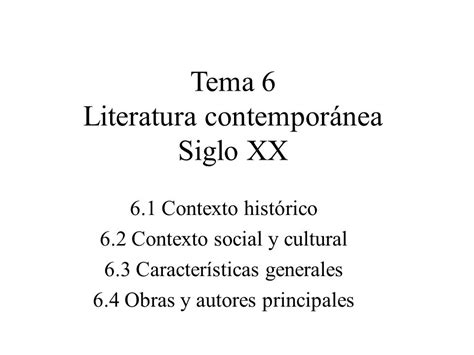 Tema 6 Literatura contemporánea Siglo XX   ppt video ...