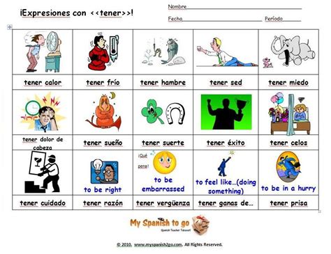 Tener expressions tenexphandout2.jpeg | Spanish Activities ...