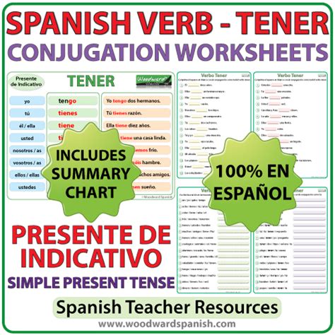 TENER – Spanish Verb Conjugation Worksheets – Present ...