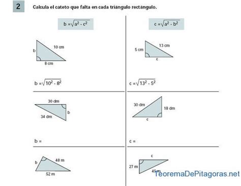 Teorema de Pitágoras: Calcular hipotenusa o catetos ...