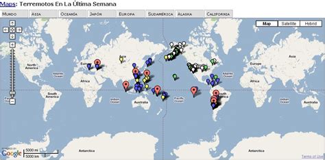 Terremotos en tiempo real con Google Maps ~ Geomática