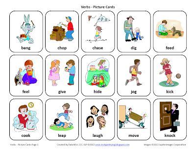 Testy yet trying: Verbs Free Speech Therapy Picture Cards ...