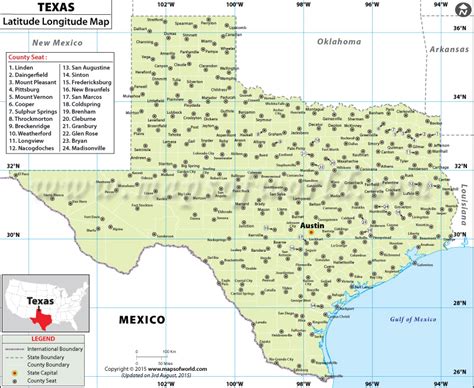 Texas Latitude and Longitude Map