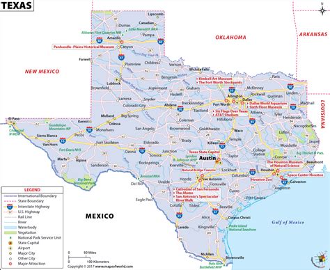 Texas Map, Map of Texas  TX  USA