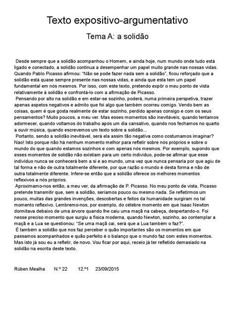 Texto expositivo argumentativo a solidao 12 1 by Rúben ...