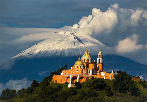 The Active Volcano Popocatepetl and the Iglesia de Nuestra ...