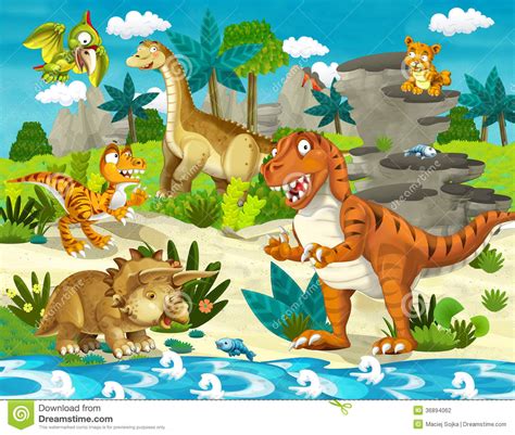 The Dinosaur Land   Illustration For The Children Stock ...