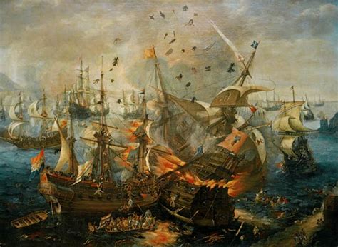 The Explosion of the Spanish Ship 1607   Cornelis Claez ...