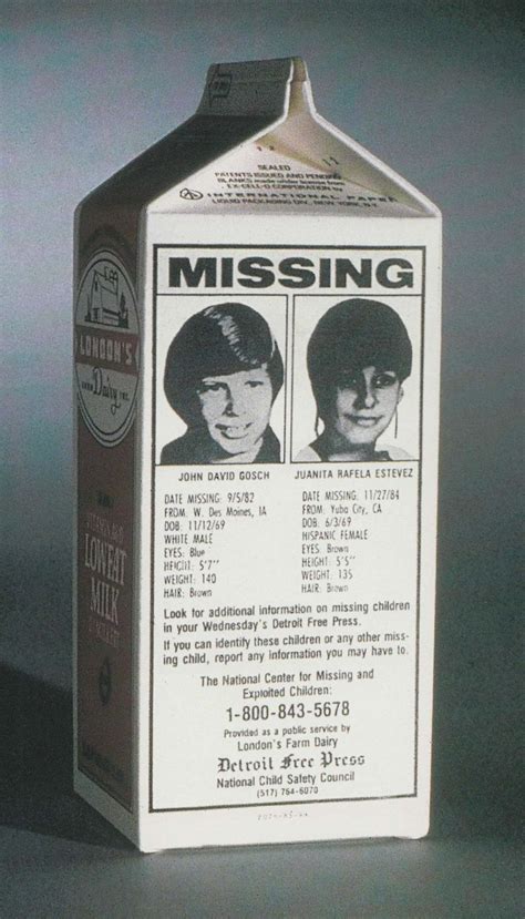 The first child to appear on a milk carton is still missing