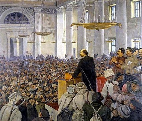 The first speech of Vladimir Lenin in the Smolny. Late ...