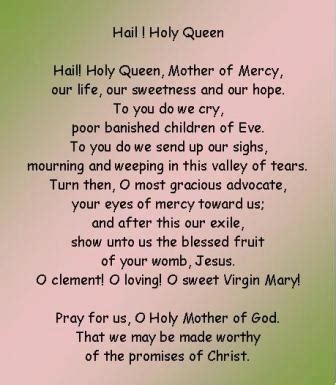 The Hail Holy Queen Prayer, a popular Rosary Prayer
