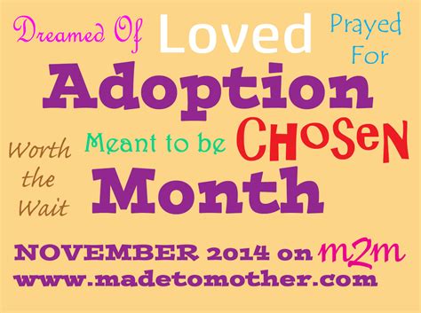 The History of National Adoption Month and Motherhood ...