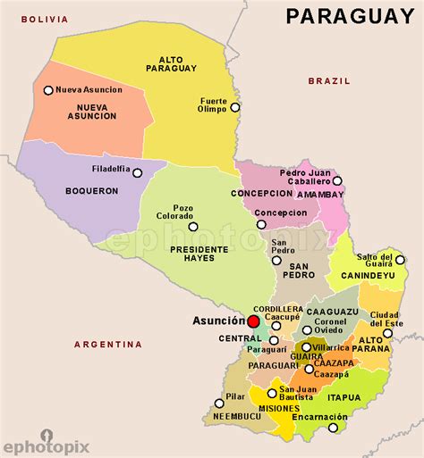 The map of Paraguay and its cities. | Paraguay | Pinterest ...