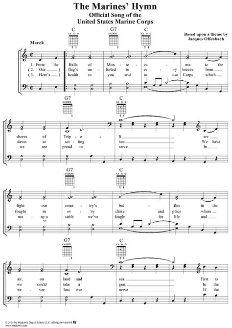 The Marines  Hymn Sheet Music   Music for Piano and More ...