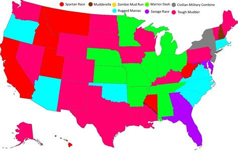The most popular obstacle courses for each state  map