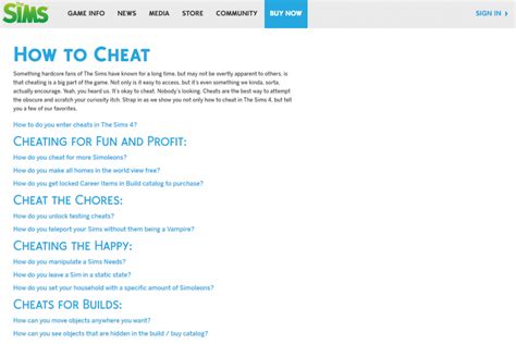 The Sims 4: Official  How to Cheat  Page