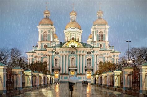 The St. Nicholas Naval Cathedral in St. Petersburg, Russia