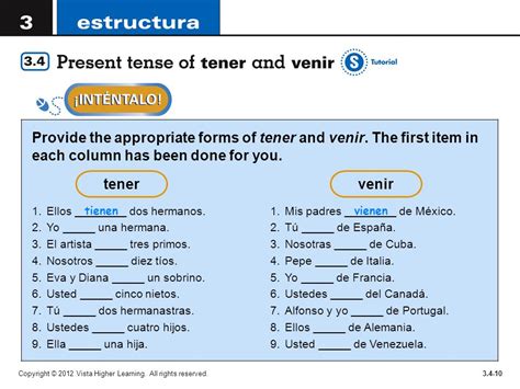 The verbs tener  to have  and venir  to come  are among ...