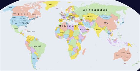 This fascinating map shows the most popular boys names ...