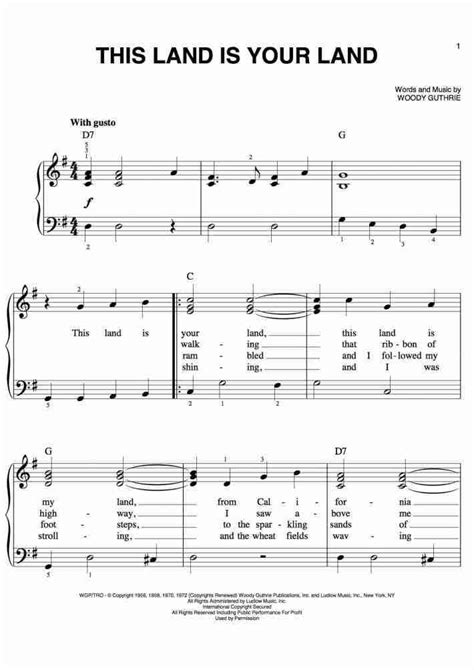 This Land Is Your Land Piano Sheet Music