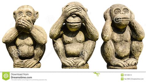 Three monkeys statues stock photo. Image of apathy ...