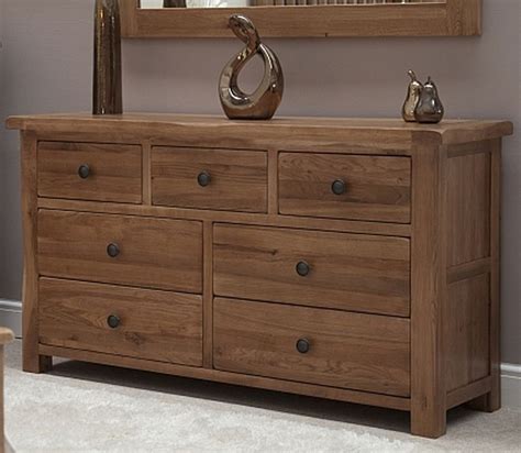 Tilson solid rustic oak bedroom furniture large wide chest ...