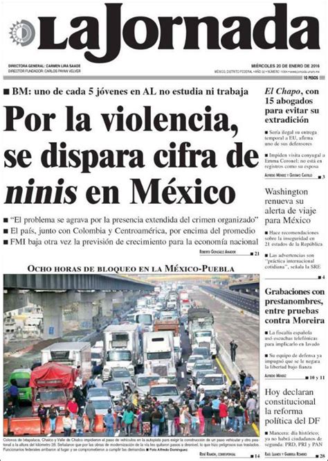 Titulares de prensa mexicana del 20 de enero 2016 ...