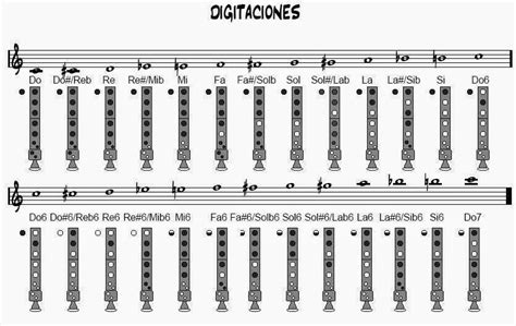 Todas las notas de la flauta dulce soprano.   Flautín Extremo