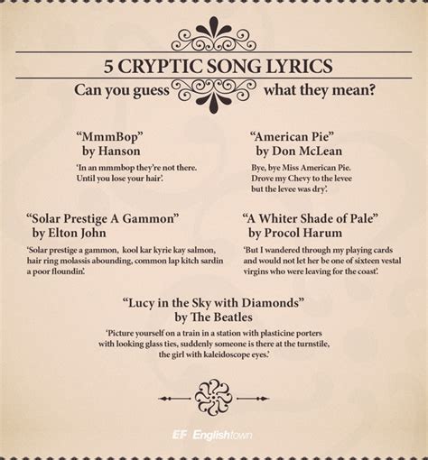 Top five most cryptic English song lyrics