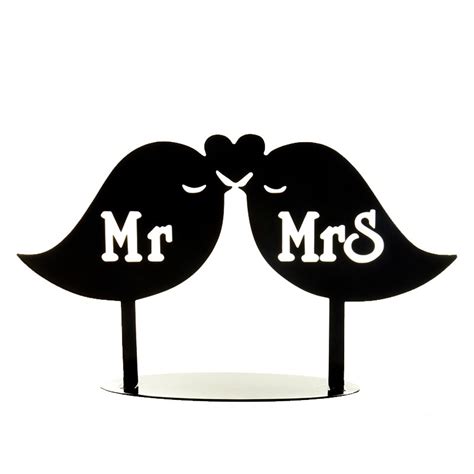 Topper silueta Pájaros Mr & Mrs 12 cm