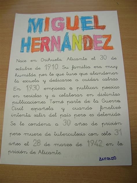 Trabajando en Educación Infantil: Miguel Hernández 1 ...
