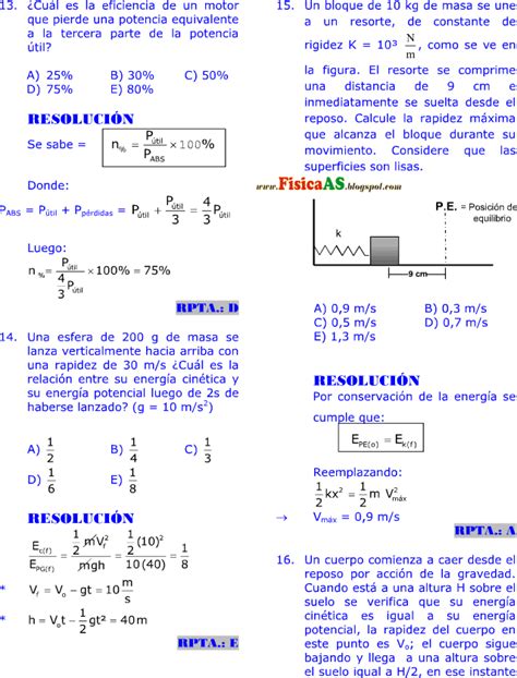 TRABAJO   POTENCIA Y ENERGÍA MECÁNICA EJERCICIOS ...