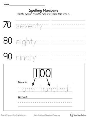 Tracing and Writing Number Words by Tens 70 100 | 1st ...