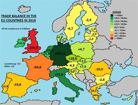 Trade Balance in the EU Countries  2016    Vivid Maps