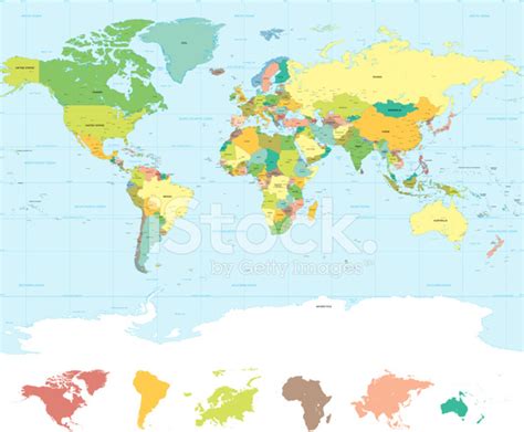 Traditional Colors High Quality Vector World Map stock ...