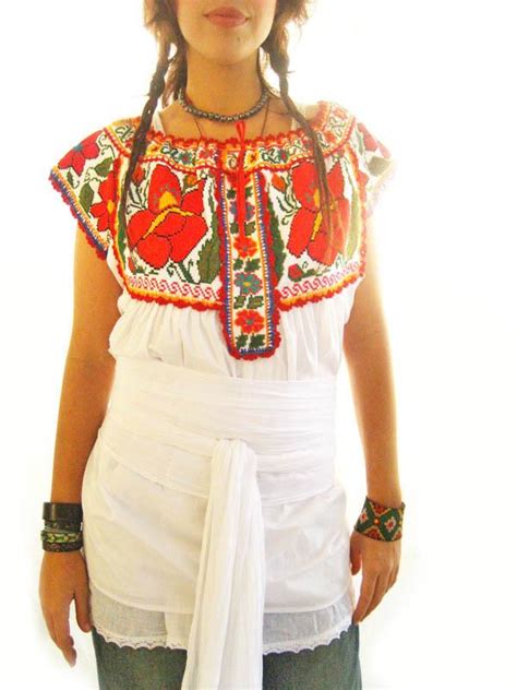 Traditional Mexican Blouse   Scarf Blouse Top