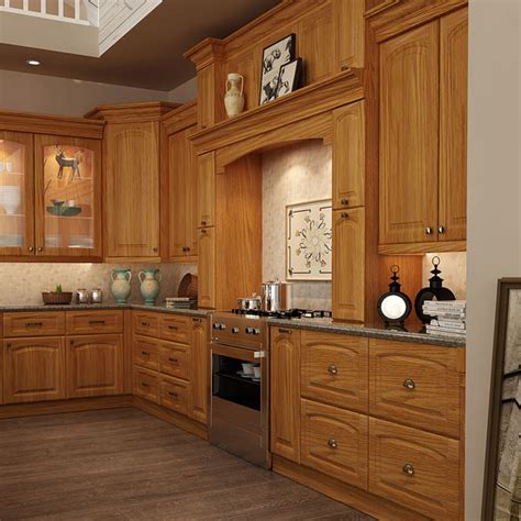 Traditional Red Oak Wood Kitchen Cabinet OP15 S11