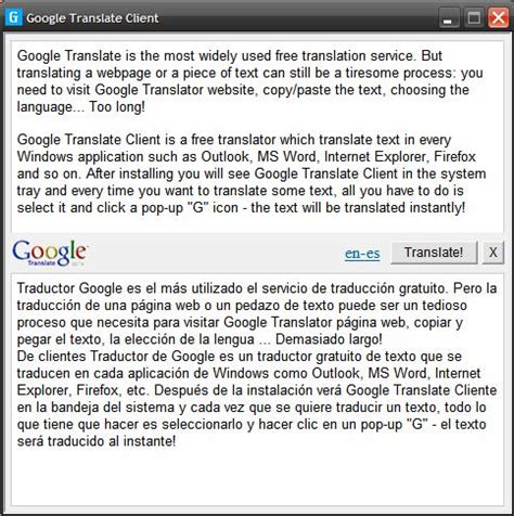 Traductor de Google gratuito para Windows