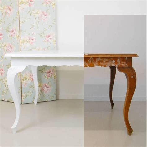 Transformar una mesa antigua pintando en blanco ...