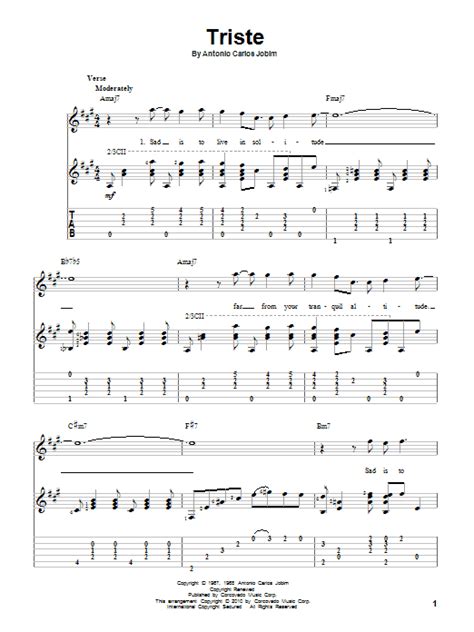 Triste Guitar Tab by Antonio Carlos Jobim  Guitar Tab – 83294