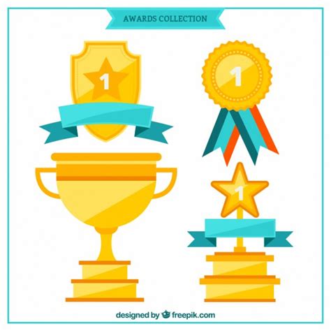 Trofeos y medallas en diseño plano | Descargar Vectores gratis