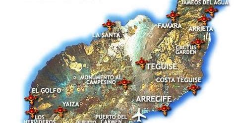 Turismo en Lanzarote : MAPA DE LA ISLA DE LANZAROTE