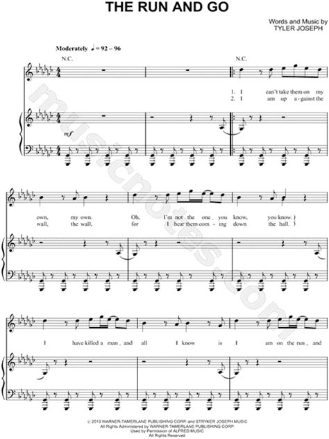 Twenty One Pilots  The Run and Go  Sheet Music in Gb Major ...