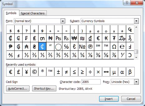 Type Cent symbol in Microsoft Word document